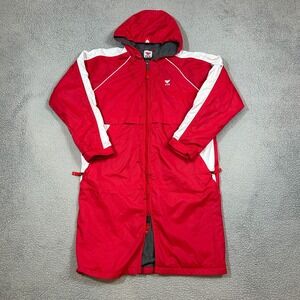 TYR Coat Mens Small Red Gray White Alliance Parka Hooded Fleece Lined Swim